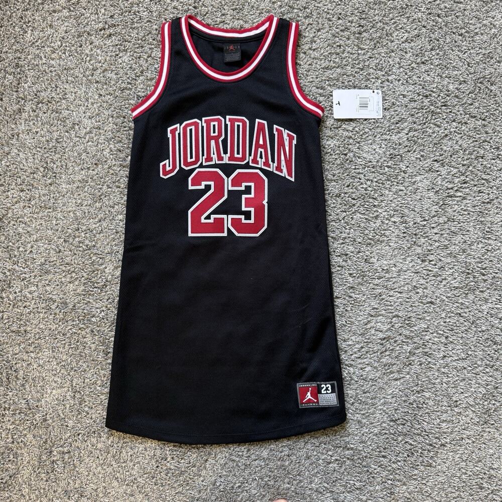 Jordan GS Jersey Dress #23 Sleeveless Red Black Girls Size M